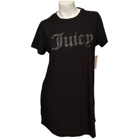 NEW Juicy Couture Black Ribbed Rhinestone Nightgown - Picture 5 of 9